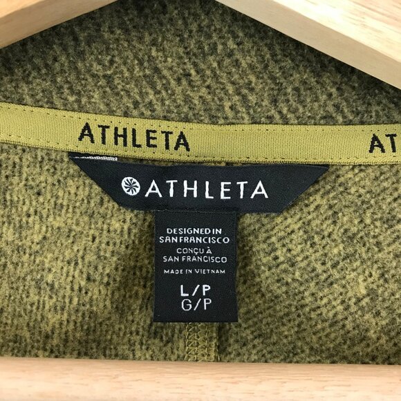 Athleta Full Zip Jacket Stand Up Collar Olive Green Women's Size L - Picture 5 of 13